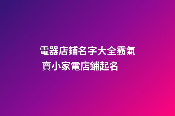 電器店鋪名字大全霸氣 賣小家電店鋪起名